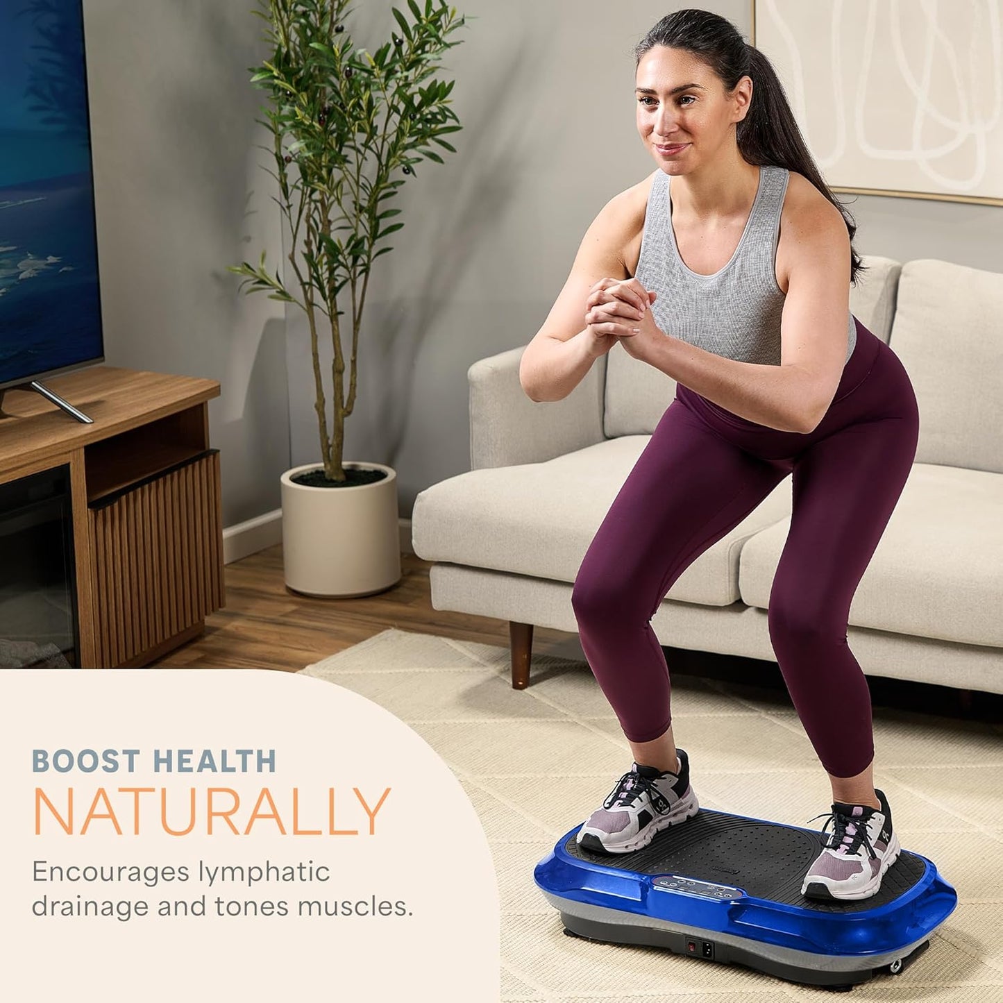 Waver Vibration Plate Exercise Machine – High-Intensity Vibration Plate for Lymphatic Drainage – Full-Body Workout Vibrating Platform with Loop Bands – Fitness Equipment for Strength & Toning